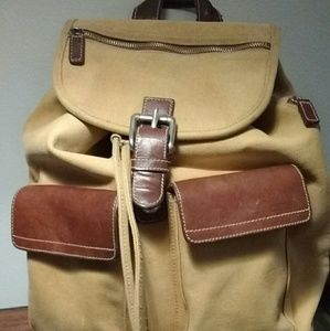 Fossil canvas and leather backpack